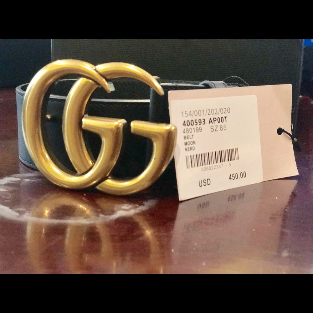 Authentic GG leather brass belt - Picture 1 of 4